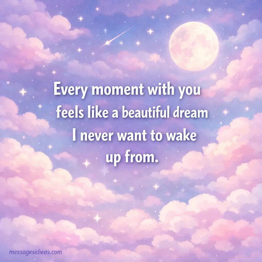 Dreamy pastel sky illustration with clouds and stars expressing deep love that feels like an endless beautiful dream