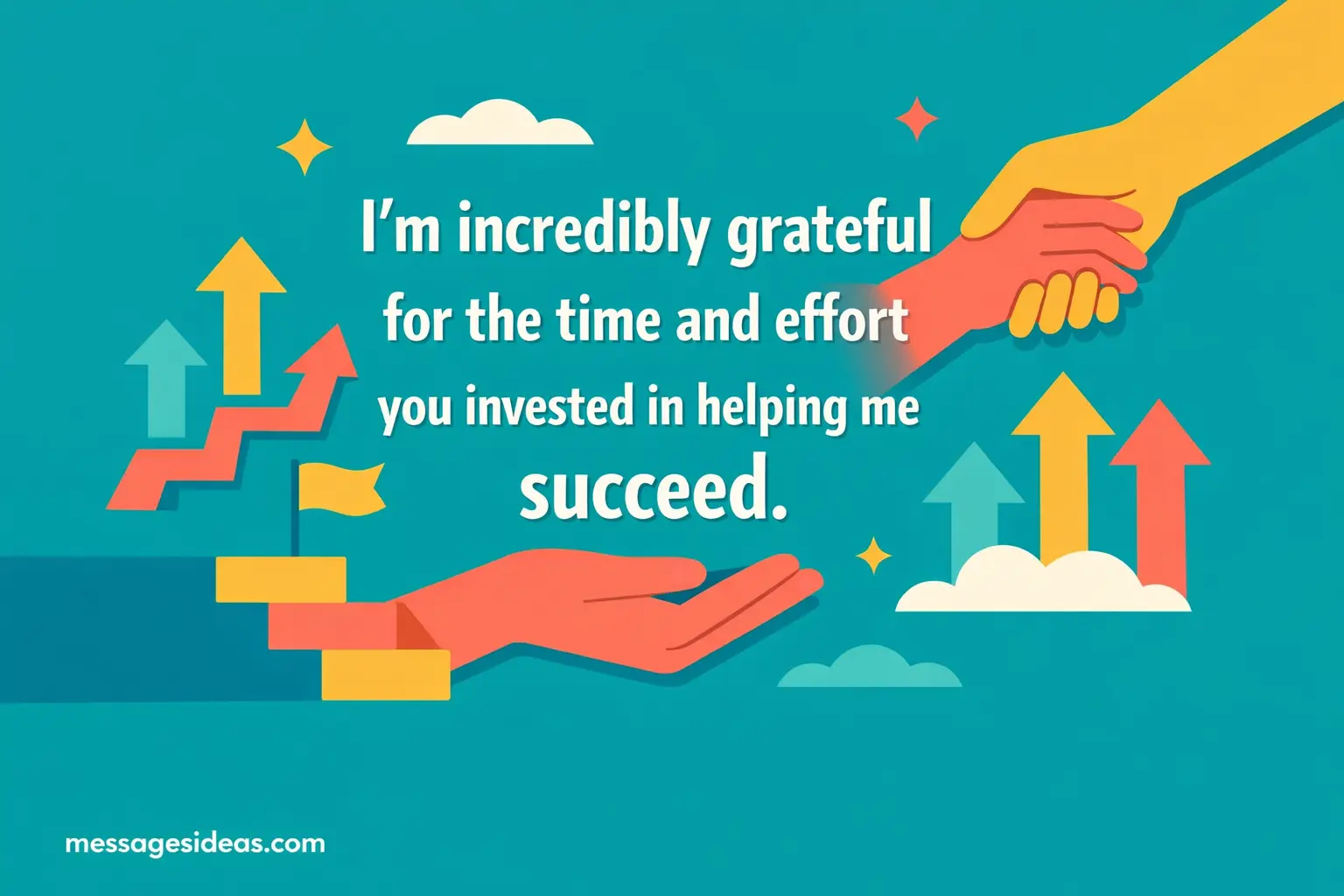 Flat vector design with symbolic growth elements like arrows and steps highlighting appreciation for effort and support in achieving success