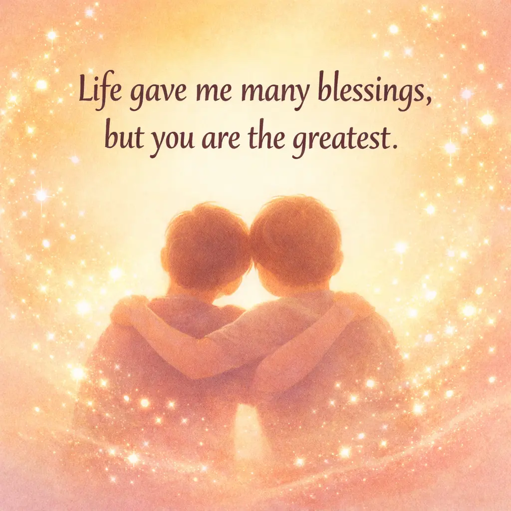 Warm pastel illustration with glowing light and sparkles symbolizing gratitude, paired with a quote about a friend being the greatest blessing in life.