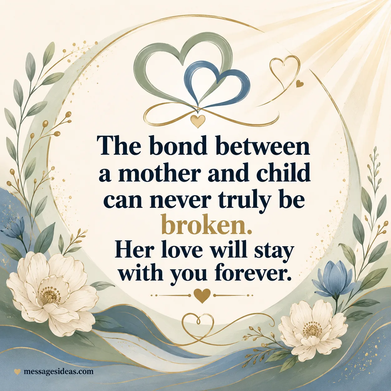 Mother and child bond condolence quote illustration