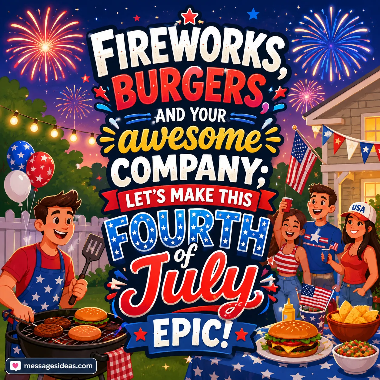 Fireworks burgers and your awesome company lets make this Fourth of July epic