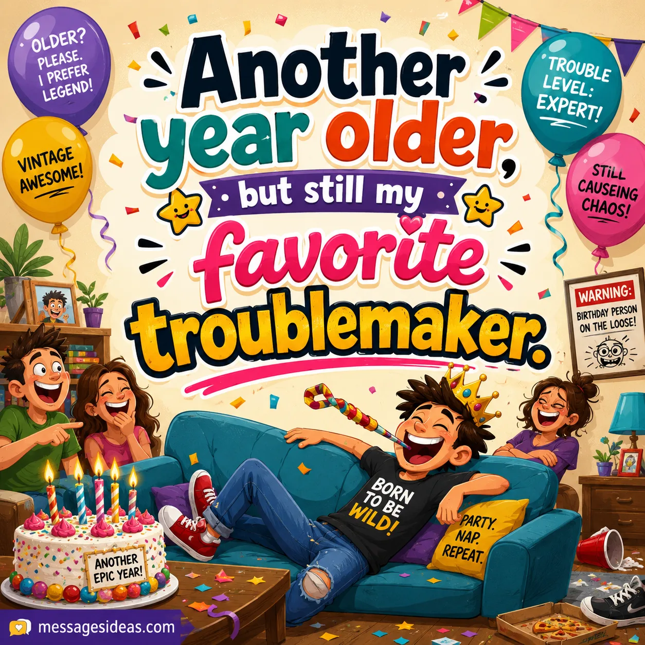 Funny birthday wish for troublemaker husband