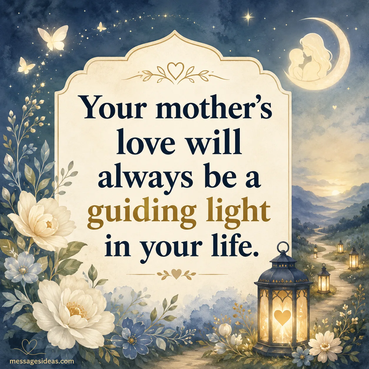 Mother’s love guiding light condolence quote illustration