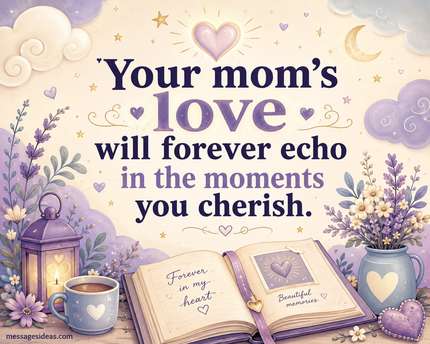 Mom’s love forever echo condolence quote illustration