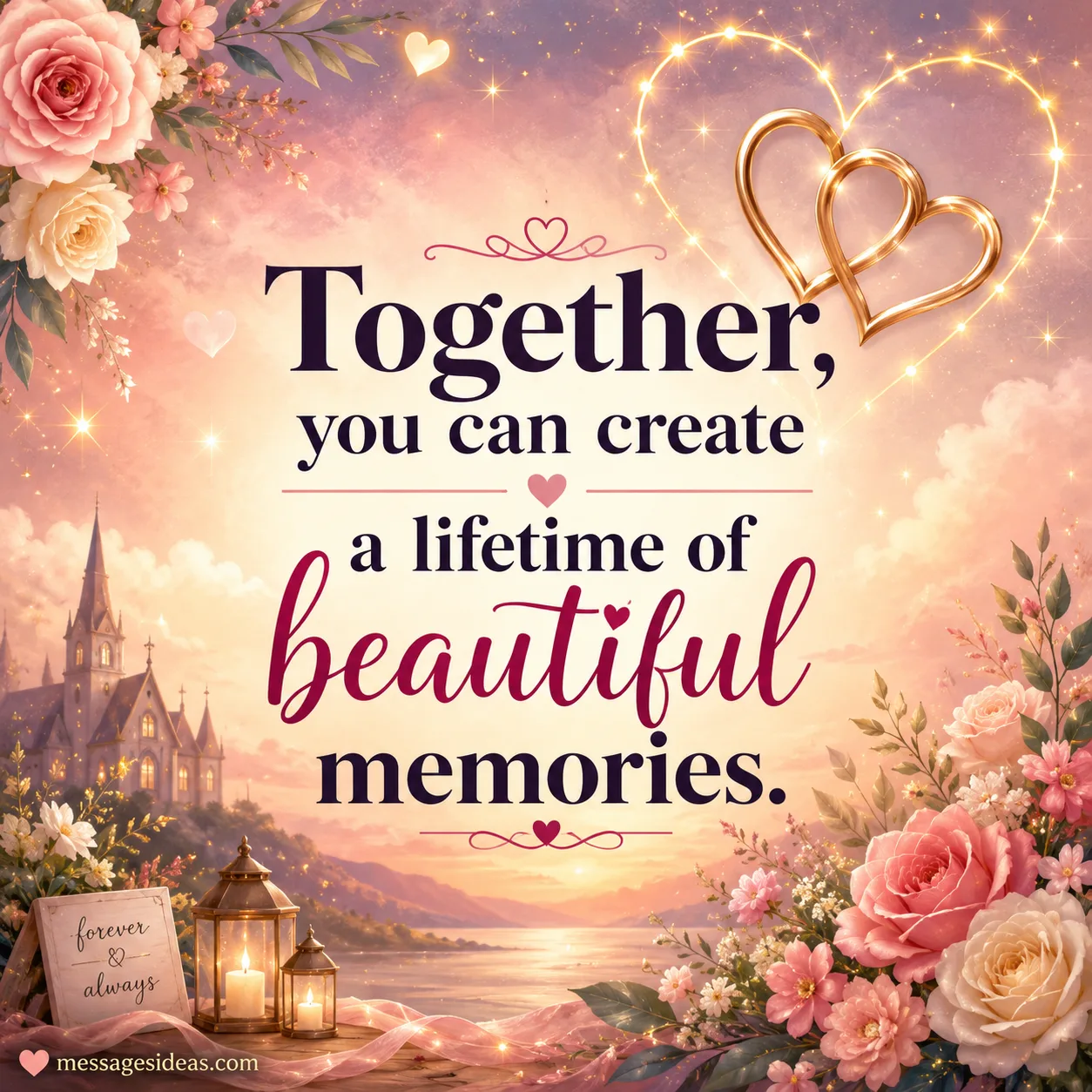 Romantic wedding love message celebrating forever together