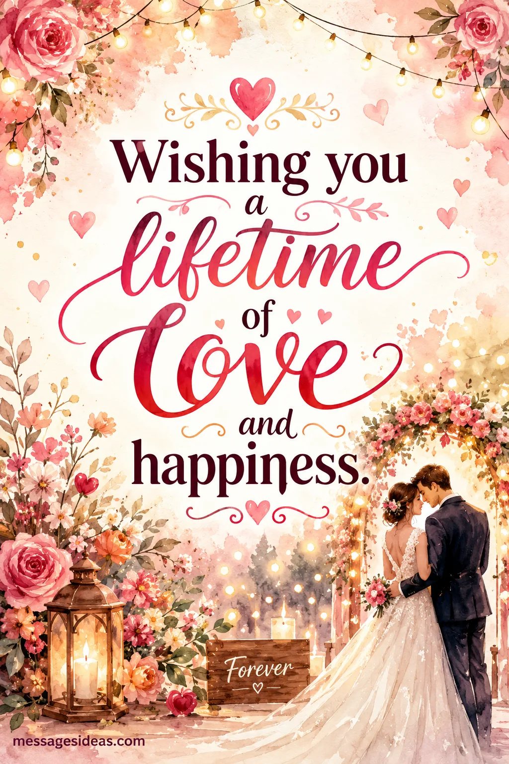 Warm wedding congratulations with joyful love wishes